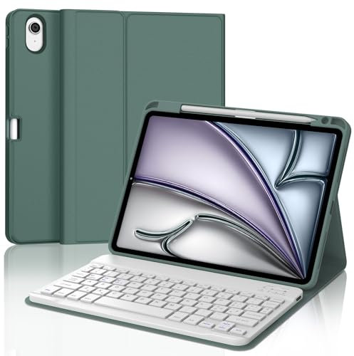 IVEOPPE Custodia Tastiera iPad Air 11 (M3 2025/M2 2024), Cover Tastiera Italiano QWERTY Bluetooth Staccabile iPad Air 11 Pollici 2024/2025, Verde scuro