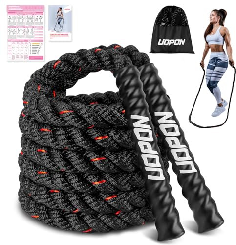 Schweres Springseil für Frauen, 0,6kg Gewichtetes Skipping rope mit Trainingsposter, Springseil gewichtet für Training, 280CM Weighted jump rope für Kraftaufbau, Muskeltraining und Ganzkörperfitness