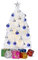 JOIEDOMI 24 Kleiner Weihnachtsbaum mit Lichtern, Tisch-Weihnachtsbaum mit Sternenbaumkrone, vorbeleuchteter künstlicher Weihnachtsbaum, weißer LED-Minibaum für Weihnachtsdekorationen