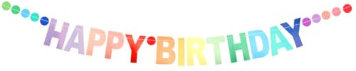 Happy Birthday Girlande Regenbog, Girlande Geburtstag 5 Meter, Happy Birthday Banner, Alles Gute Zum Geburtstag BannerSchild, GeburtstagDeko Zubehör Party Dekoration Banner für Erwachsene Kinder