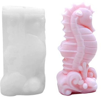 Gsrhzd Candle Mould, 3D Silicone Mould, Aromatherapy Soap Molds, Silicone Moulds for Candle, Cake Decoration, DIY Crafts, Home Decoration (Seahorse)