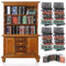 Johiux Wichtel Zubehör Weihnachten,1:12 Miniatur-Puppenhausbücher und 1 Miniatur-Holzbuchregal Puppenhaus Zubehör,Miniatur Zubehör Bücherregal Bücher Miniatur Bibliothek Dekoration.