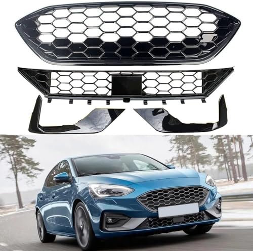 RESKIU Front Stoßstange Kühlergrill für Ford Focus MK4 St St-Line 2019 2020, Auto Frontgrill Vorderen Stoßfänger Grill Lufteinlass Kühlerschutz Kühlergrill Sportgrill