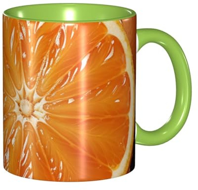 Mug orange en céramique double couleur – 330 ml, passe au micro-ondes, parfait pour la maison, le bureau ou comme cadeau (9,5 cm de large)