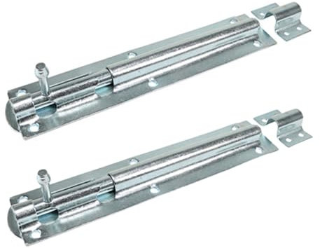 Garden Mile 1pc Sliding Door Lock Bolt 8 / 200mm Zinc Plated Door Bolts for Internal Doors Heavy Duty Galvanised Gate Bolts for Wooden Gates Rust Proof Straight Door Bolt for Indoors and Outdoors