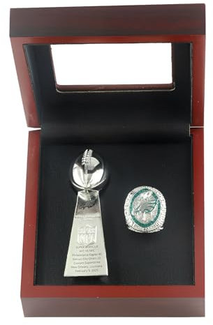MCBEAN 59. Super Bowl-Meisterschaftsringe und Trophäen-Set 2024 Eagles-Meisterring-Replika NFL-Sammlerstücke Männer, Fans, Freunde Rugby-Fans Alumni & Sammler,10#