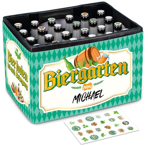 BOFUNX Biergarten Kräutergarten Geschenk Biergarten Banderole für Bierkasten und 24 Aufkleber für Kronkorken Biergeschenke Geburtstagsgeschenk für Männer Biergeschenk zum Vatertag Geburtstag