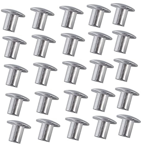 Remaches Semitubulares de Aluminio Plata 200 Piezas Cabeza Plana