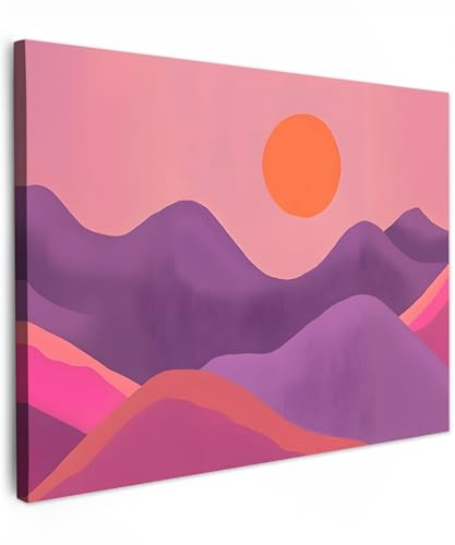 MuchoWow© Wandbilder Wohnzimmer Wanddeko Schlafzimmer Zimmerdeko | 40x30 cm - Wandgemälde Zimmer Deko auf Wand Dekoration Wall Art Lila - Abstrakt - Landschaft