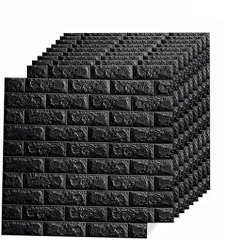 Panneaux muraux 3D noirs de 10 PCS, autocollant de papier peint imprimable avec brique d'auto-adhésif en brique