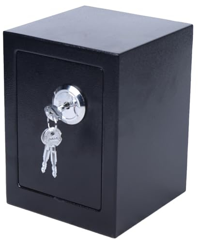 Kleiner Safe Tresor 17x23cm, Wandtresor Schwarz Stahl für Zuhause mit Schlüssel Möbeltresor, Wandsafe für Zuhause, Büro und Hotel