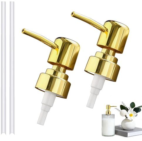 Ztolbriy ® 2 Pack Soap Dispenser Pump Replacement, Reusable Soap Pump Dispenser Head Stainless Steel Soap Dispenser Pump Replacement Top for Lotion Regular Mouth Plastic Shampoo