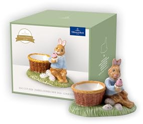 Villeroy & Boch – Annual Easter Edition coquetier 2026, porcelaine Premium, lapin peint à la main avec panier de Pâques, décoration de Pâques, cadeau de Pâques, collection édition limitée