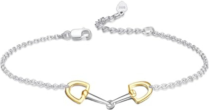 YFN Pferd Armband Sterling Silber Trense Bit Armband Gebiss Schmuck Steigbügel Geschenk für Pferdeliebhaber Damen Mädchen