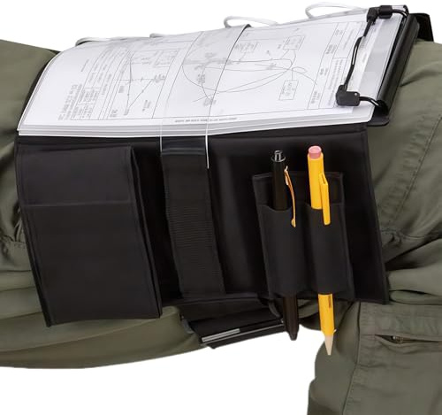 Planche à genoux pour pilotes d'avion - Avec sept compartiments et bande de jambe - Bloc-notes pour étudiants, listes de contrôle, instructions (français non garanti) - Documents à la maison, à