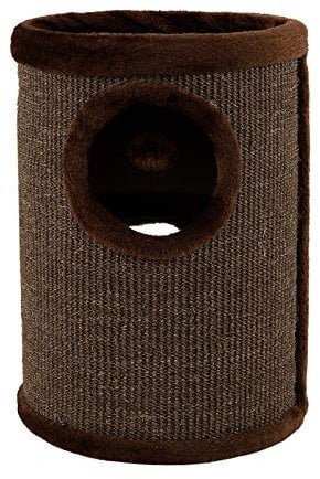 lionto Tonneau griffoir en sisal avec Balle de Jeu et Bord en Peluche, Hauteur 50 cm, Arbre à Chat Stable pour Petits et Grands Chats, Entretien des Griffes et l'occupation, Ø 36 cm, Marron