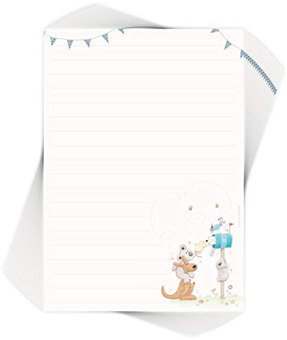 Briefpapier für Kinder POST FÜR DICH, 50 Blatt DIN A4 mit Linien/Motivpapier/Mädchen und Jungen