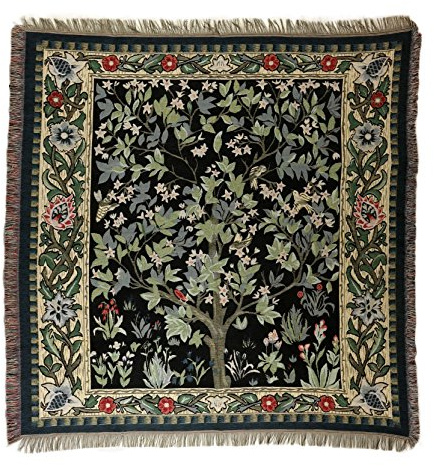 Belgian Tapestries edle gewebte Tischdecke Gobelin Tree of Life by William Morris 140 x 140cm