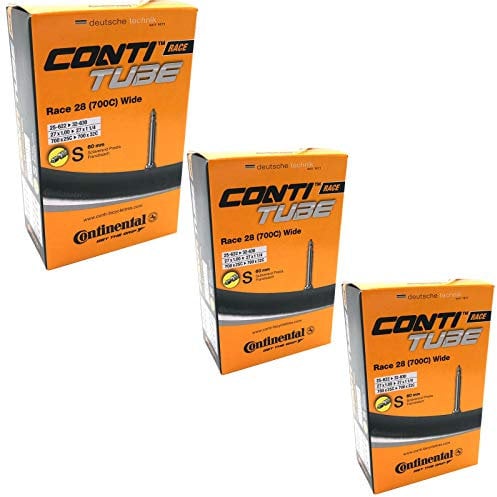 Continental Unisex Race 28 Fahrradschläuche mit Presta-Ventil, 700 x 25–32c, 3 Stück Innenschlauch-Packs, Schwarz