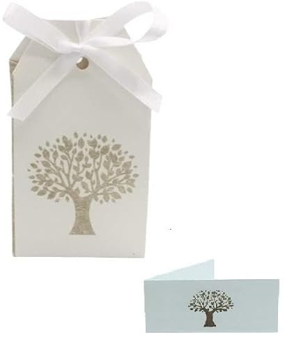 20 Scatola Portaconfetti Albero della Vita 5,5x3.5x10 cm Bomboniera Matrimonio Battesimo Comunione Completo di bigliettino con Stampa Personalizzata