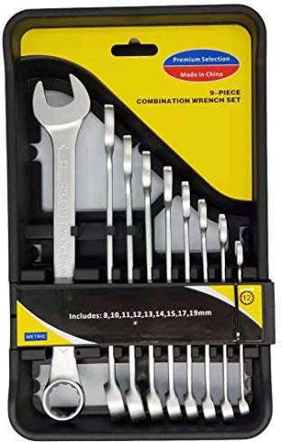 Suosi-GSCM Ring-Maulschlüssel-Satz, 9-teilig / 8-19mm / Chrom-Vanadium Stahl/Matt verchromte Oberfläche