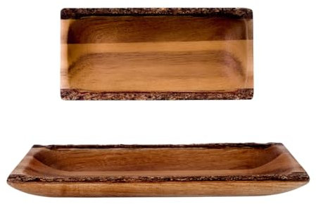 THE CHEF COLLECTION, Plato de Madera de Acacia Natural, 30x14,5x2,5 cm, Centro de Mesa Decorativo Salon, Platos de Madera, Bandejas Decorativas, Bandeja Madera Rectangular, Platos Decorativos