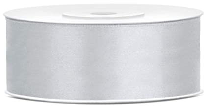 Libetui 25m Satinband Silber 25mm Breite silberne Schleife Schleifenband Satin Dekoband silbernes Geschenkband Geschenke Deko Hochzeit Silvester Silberhochzeit