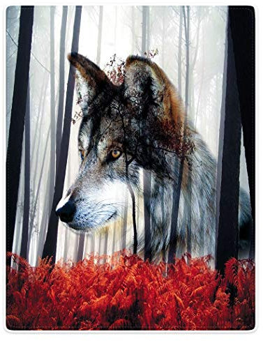 YISUMEI Flauschige Decke 150x200 Bett Kuscheldecke Sofa Wohndecke mit Motiv Wald Wolf
