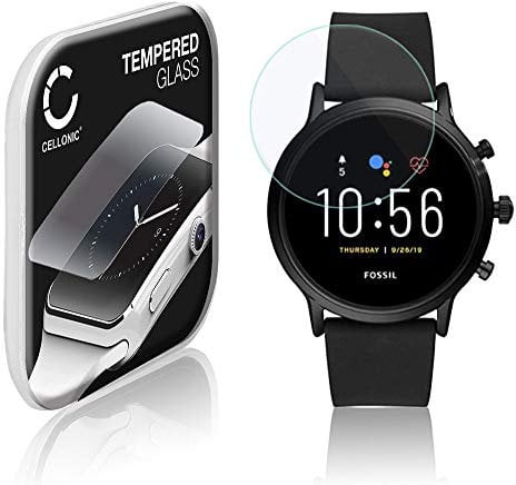CELLONIC® 9H Display Schutzglas für Fossil 5. Generation Smartwatch, 2.5D Full Glue Screen Protector Glass, Fitness Tracker Displayschutz Glas Transparent Schutzfolie