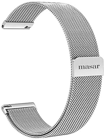 masar 20mm Silber Magnet Armband Milanese Mesh Multibrand Milanaise, Herren, Damen, Uhrenarmband Magnetisches, Armbanduhr, Magnetarmbänder, Magnetverschluss