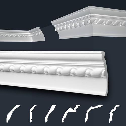 Marbet Deckenleisten weiß Sparpaket aus Styropor EPS - Stuckleisten gemustert, im traditionellen Design - (36 Meter B-48) Stuck Eckleiste Winkelleiste Wand