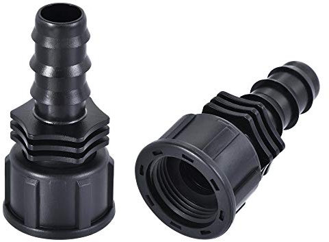 sourcing map Raccord Cannelé Tuyau ABS Coupleur 16mm Cannelé x G3/4 Femelle Filetage Tuyau Adaptateur Noir 2Pcs