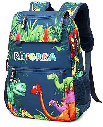 Ruigrea Schulrucksack Jungen Teenager Kinder Rucksack mit Rückenpolster für 8 10 Jahre Ergonomisch Schultasche Schulranzen Dinosaurier-Motive für Schule