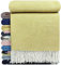STTS International Kaschmir Decke Wolldecke Wohndecke 100% Merinowolle - Kaschmir - Mix 140 x 200 cm sehr weiches Plaid Kuscheldecke Faro (Gelb(1))