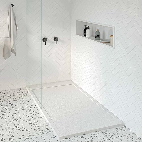 KOES - Receveur de douche en résine modèle AMUR – 80x140 – Blanc RAL 9003