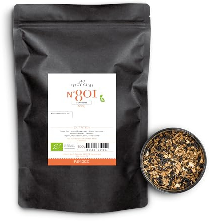 Rimoco N°801 Bio Tee 'Spicy Chai' - Indischer Gewürztee nach authentisch, traditioneller Rezeptur | kräftig, süß, würzig, scharf | Bio Anbau (DE-ÖKO-007) | 500g in Kraftpapier Zip Frische-Beutel