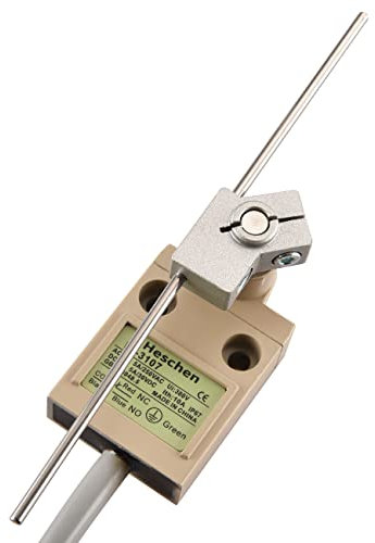 Heschen Interrupteur de fin de course pré-câblé compact, HS-3107, levier de tige réglable, 1NO 1NC, SPDT, type momentané, AC250V 5A, IP67 étanche