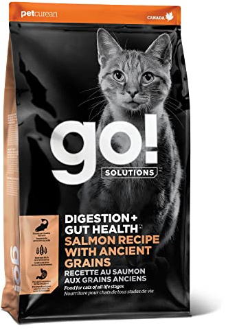 Go! Solutions Digestion + Gut Health Salmon Dry Cat Food, Premium Chicken-Free Kibble for Gastrointestinal & Digestive Wellness, Supports Sensitive Stomachs, for Kittens, Adults & Seniors, 3 lb Bag