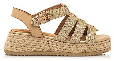 MTNG Sandalias de cuña Mujer Sandalias de cuña Lydia 52862 Mujer | Sandalias de cuña Casual | Cierre con Hebilla | 54698 | Beige