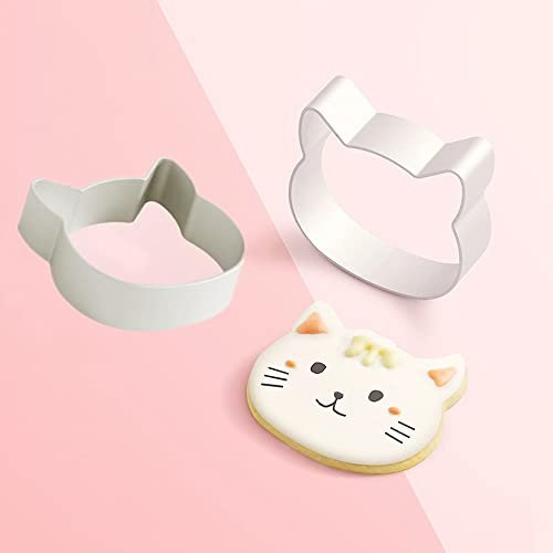 Norhogo Ausstechformen-Set Plätzchenform Gebäckform Ausstechform Model Silver Cartoon Katzenkopf Kuchen Plätzchenform Backform Ausstecher Model für Plätzchen, Brot, Sandwiches, 5.6 * 1.6cm