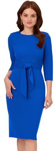 Adrianna Papell Women's Knit Crepe Tie Waist Sheath Dress