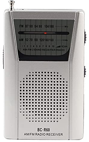 Elprico Radio Portátil Mini Radio, Universal Mini Radio Pocket Am FM Radio Personal Receptor Mundial Altavoz Incorporado Plata