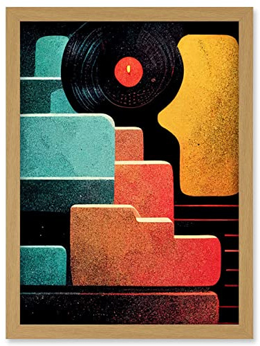 Doppelganger33 LTD Retro DJ Decks Vintage Style Abstract Turntable Print Artwork Framed Wall Art Print A4