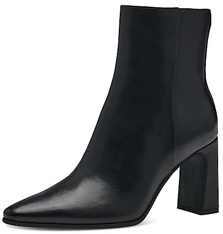 MARCO TOZZI Damen Stiefeletten mit Absatz aus Kunstleder Spitz, Schwarz (Black), 39 EU