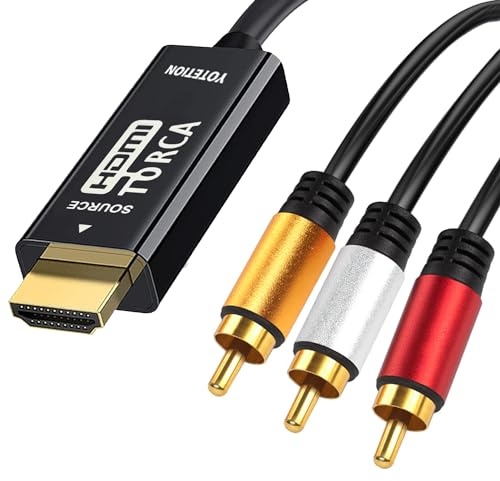 Câble HDMI vers RCA de 1,8 m avec IC, HDMI mâle vers 3-RCA AV câble vidéo audio convertisseur adaptateur 1080p câble pour TV HDTV DVD
