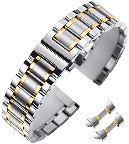 Niziruoup Metal Watch Strap Stainless Steel Bracelet with Curved Ends 14mm 15mm 16mm 17mm 18mm 19mm 21mm 20mm 22mm 23mm 24mm Universal Watch Band Smartwatch Replacement Band for Men Women
