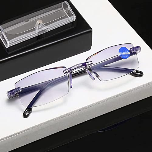 OVNMFH Saphir-Anti-Blau-Progressive Fern- und Nah-Lesebrille mit hoher Härte und doppeltem Verwendungszweck, ultraleichte Lesebrille für Frauen und Männer (Black,'+1.0)