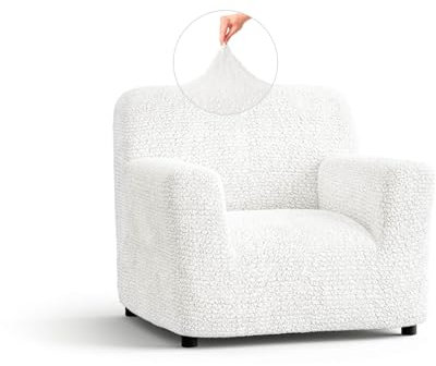 PAULATO - Sesselbezug Strech, Sessel Überzug, Sofabezug 1 Sitzer, Mikrofasergewebe, Kratzfest, maschinenwaschbar, patentierte WavyTech-Technologie, Made in Italy - Weiß