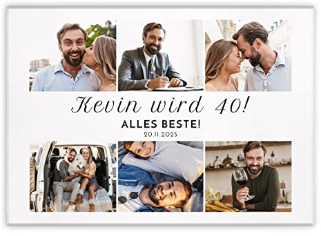 Maverton Fotoleinwand mit eigenem Bild, personalisiertes Leinwandbild | Mit Holzrahmen, Größe 30x40 oder 50x70, Fotowand Collage mit Wunschmotiv für Jungen, für Männer, Alles Beste, 50 x 70 cm
