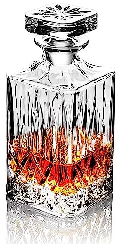 Decantador de whisky personalizado, decantador de vidrio hecho a mano, gran regalo para los amantes del whisky, bourbon o escocés